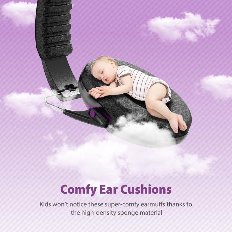 Dr.Meter Ear Muffs for Noise Reduction SNR27.4 Kids Ear Protection with Adjustable Headband - Kids Noise Cancelling Headphones for Concerts, Football Game, Fireworks and Air Shows - Dark Purple - Image 5